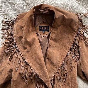 Genuine leather fringe jacket